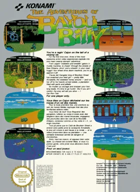 Adventures of Bayou Billy, The (Europe) box cover back